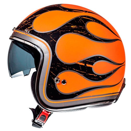 Casca open face motociclete MT Le Mans SV Flaming negru/portocaliu mat (ochelari soare integrati)