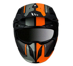 Casca MT Streetfighter SV Twin C4 portocaliu fluor mat (ochelari soare integrati) – masca (protectie) barbie si cozoroc detasabile