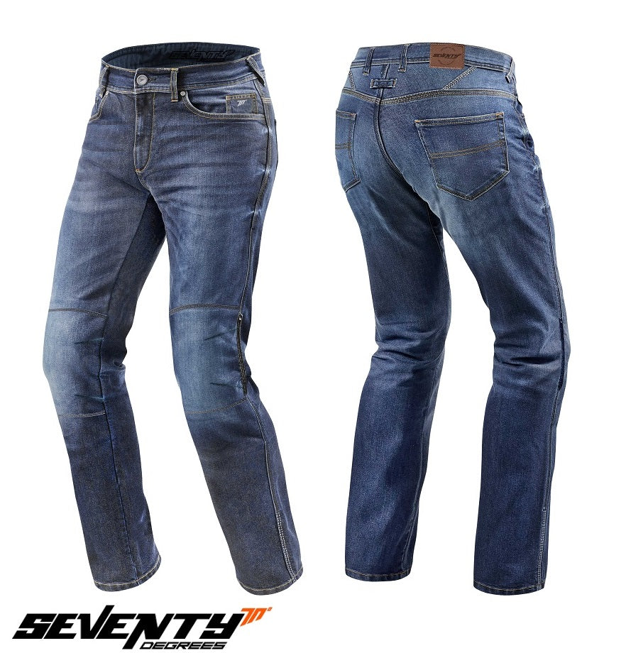 Blugi (jeans) moto barbati Seventy model SD-PJ2 tip Regular fit culoare: albastru (cu insertii Aramid Kevlar)