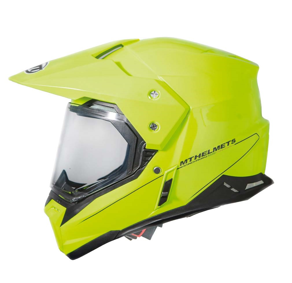 Casca off road motociclete MT Synchrony Duo Sport galben fluor lucios cu viziera (ochelari soare integrati)